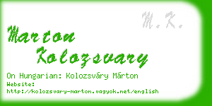 marton kolozsvary business card